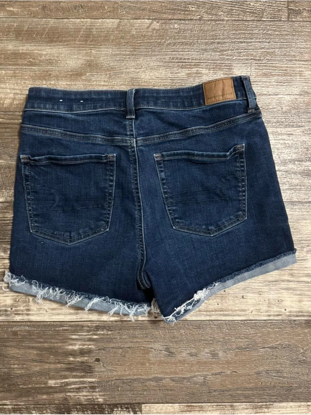 American eagle Women's Dark Blue Denim Cutoff Shorts - Classic High-Rise